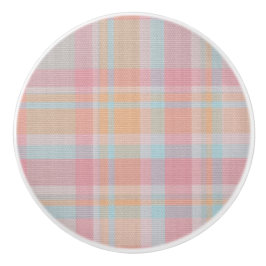 Schöne, süße Farben Rosa und Blau kariert Tartan Keramikknauf