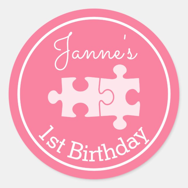 Schöne süße Pink-Puzzles Runder Aufkleber (Vorderseite)