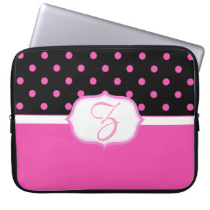 Schöne süße rosa und schwarze Tupfen Laptopschutzhülle
