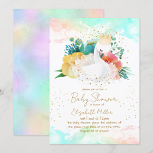 Schöne Swan Baby Girl Dusche Einladung