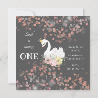 Schöne Swan Birthday Card Einladung