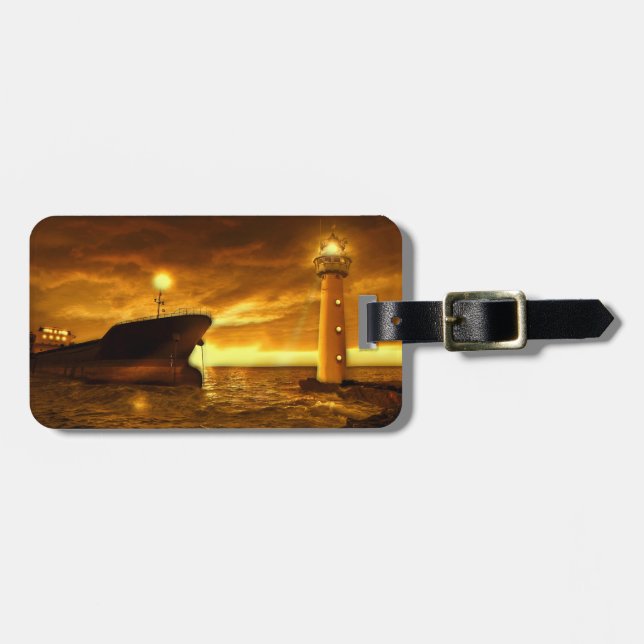 Schöne Szene mit Leuchtturm Gepäckanhänger (Vorderseite horizontal)