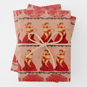 Schöne Tanzmädchen und Friedensgeflecht Geschenkpapier Set