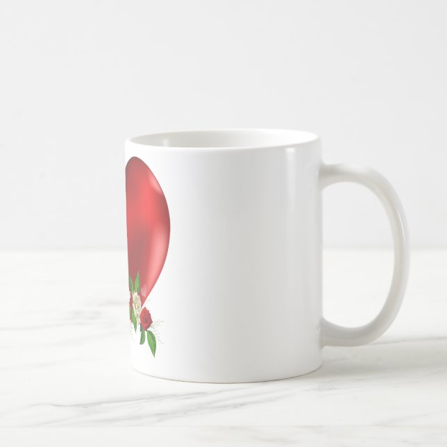 Schöne Tasse mit Blume & Herzdruck (Rechts)