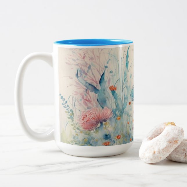 Schöne Tasse Schmetterlingsgetränk (Mit Donut)