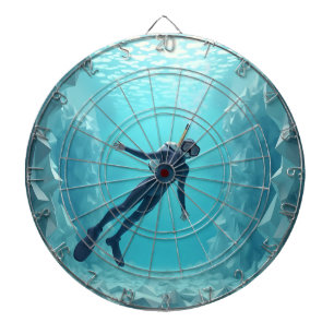 Schöne Tauchdame ozeanblau Dartscheibe