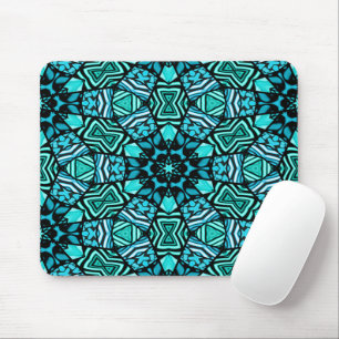 Schöne Teal Aqua Türkis Ethnische Mosaik Mousepad