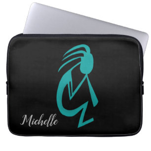 Schöne Teal-Kokopelli-Malerei Laptopschutzhülle