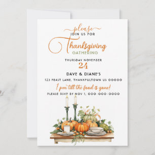 Schöne Thanksgiving-Tischdekoration Zusammenkunft Einladung