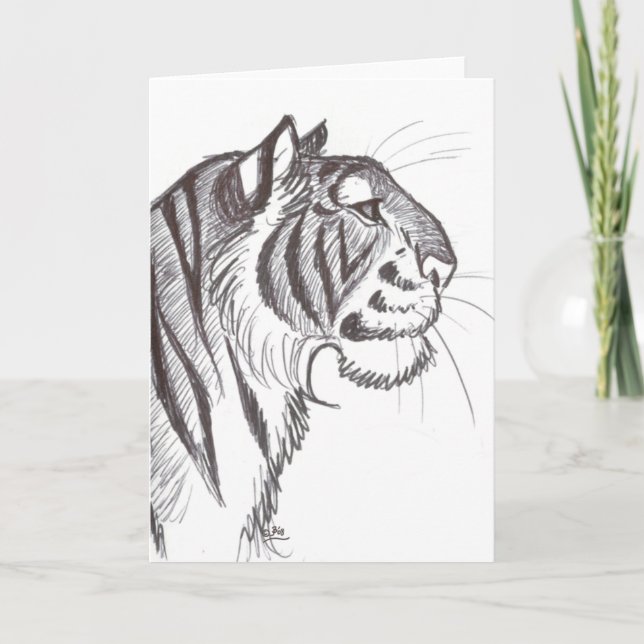 Schöne Tiger zeichnend Grußkarte Karte (Vorderseite)