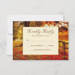Schöne Trasse Herbst farbenfrohe Bäume Hochzeit im RSVP Karte