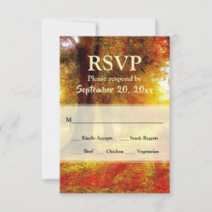 Schöne Trasse Herbst farbenfrohe Bäume Hochzeit im RSVP Karte
