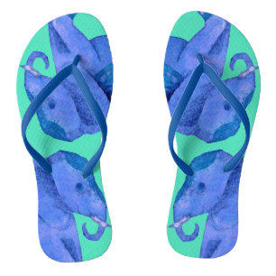 Schöne, trendige und farbenfrohe Blauer Elefanten Flip Flops