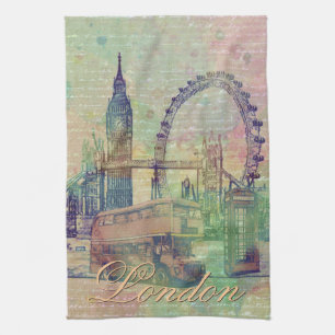 Schöne trendige Vintage Londoner Sehenswürdigkei Küchentuch