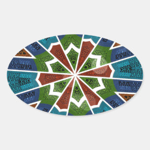 Schöne trendy asiatische Textil Design Kunst druck Ovaler Aufkleber