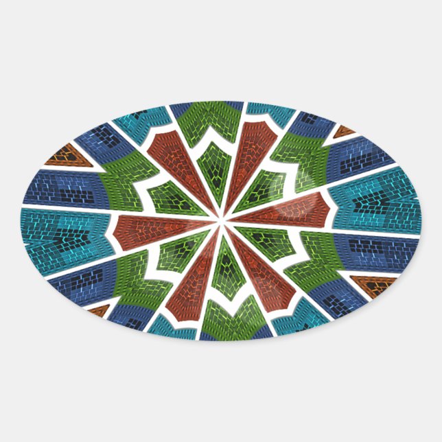 Schöne trendy asiatische Textil Design Kunst druck Ovaler Aufkleber (Vorderseite)
