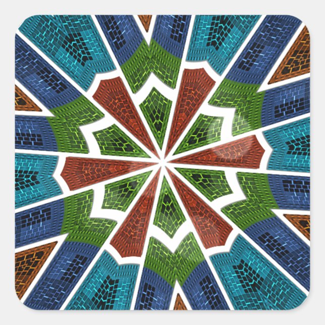 Schöne trendy asiatische Textil Design Kunst druck Quadratischer Aufkleber (Vorderseite)