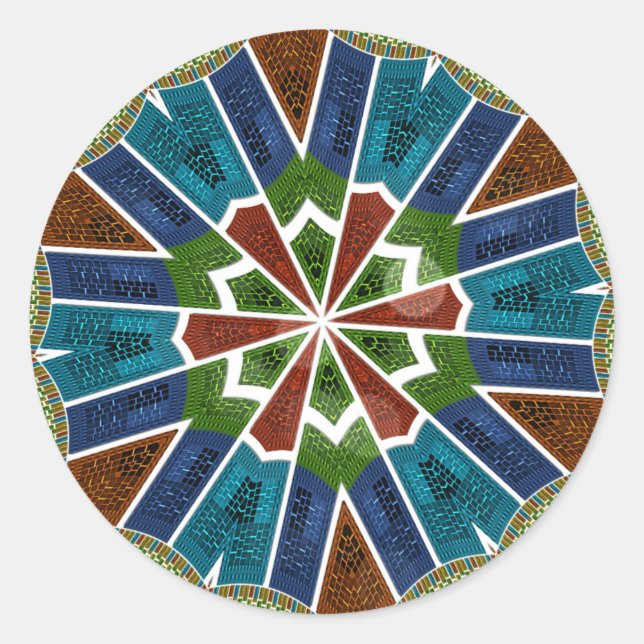 Schöne trendy asiatische Textil Design Kunst druck Runder Aufkleber (Vorderseite)