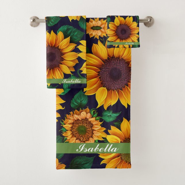 Schöne Trendy Sonnenblumensammlung Badhandtuch Set (Insitu)