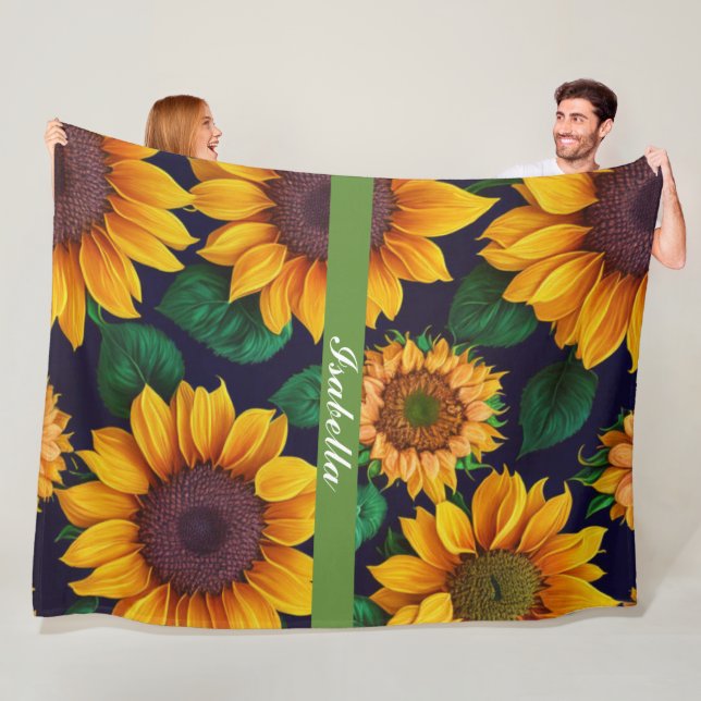 Schöne Trendy Sonnenblumensammlung Fleecedecke (Beispiel)