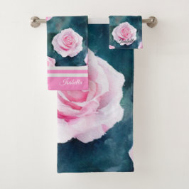 Schöne trendy Wasserfarbe Rosen Sammlung Badhandtuch Set