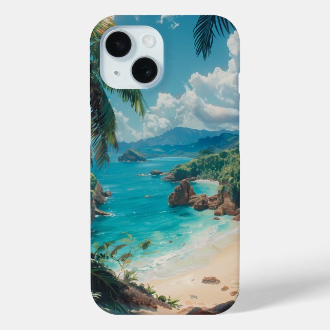 Schöne Tropical Beach Illustration Case-Mate iPhone Hülle (Rückseite)