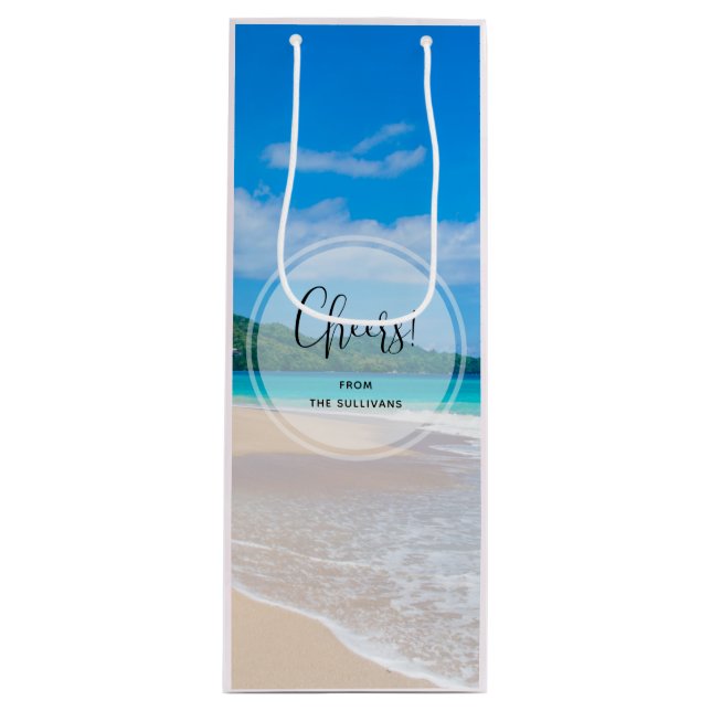 Schöne Tropical Destination Landschaftlich Beach C Geschenktüte Für Weinflaschen (Vorderseite)