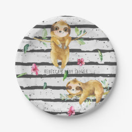 Schöne Tropical Sloth Babydusche Pappteller