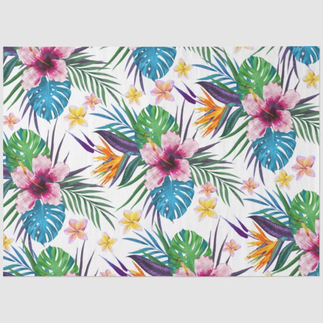 Schöne tropische Blumenfarben Wasserfarben Seidenpapier (Vorderseite)