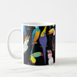 Schöne tropische exotische Papageienvögel. Vinta Kaffeetasse