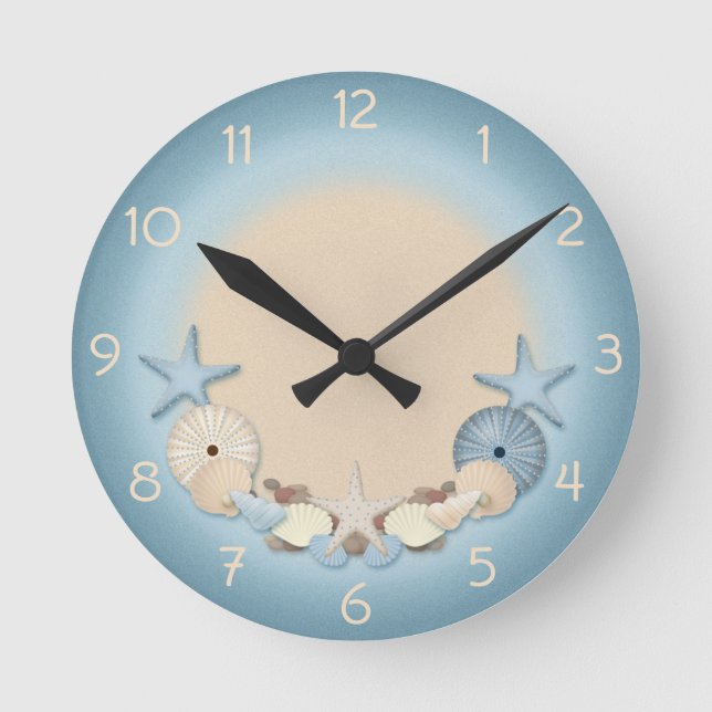 Schöne tropische Muscheln Runde Wanduhr (Vorderseite)