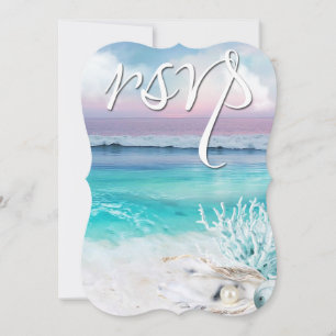 SCHÖNE TROPISCHE OZEANSONNENAUFGANG RSVP Hochzeit Einladung