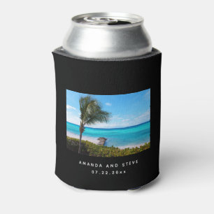 Schöne tropische Strand-Breezy-Palmbaum-Hochzeit Dosenkühler