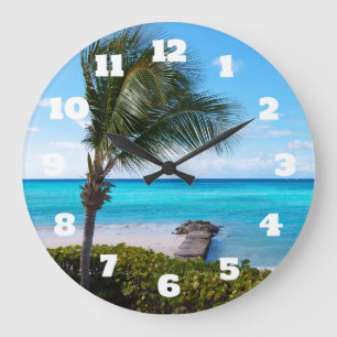 Schöne tropische Strandbrise Palme Große Wanduhr