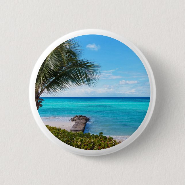 Schöne tropische Strandbrise Palmenbaum Button (Vorderseite)