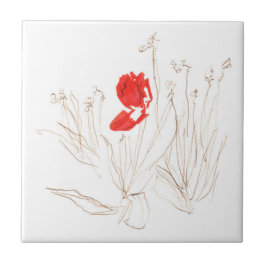 Schöne Tulpe im Wind und Regen Fliese