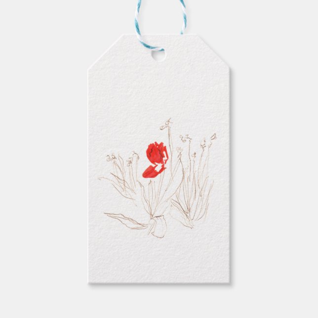 Schöne Tulpe im Wind und Regen Geschenkanhänger (Vorderseite)