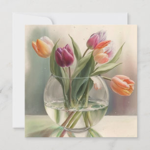 Schöne Tulpen Aquarell Karte