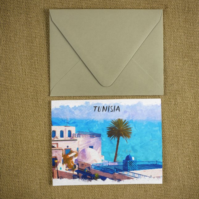 Schöne Tunesien Panorama-Aussicht Postkarte (tunisia africa travel postcard)