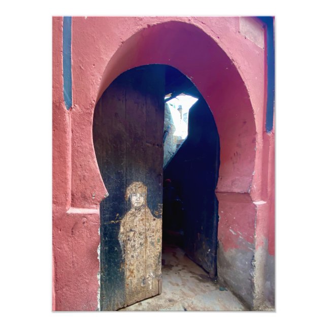 Schöne Tür in Medina-Marrakesch, Marokko Fotodruck (Vorne)