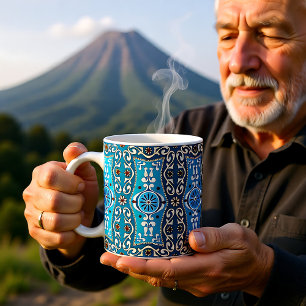 💙🤎 Schöne türkis-braune Azulejos, 8  Kaffeetasse