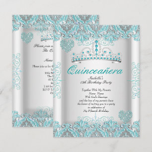 Schöne Türkisblaue Quinceanera-Party-Tiara mit Her Einladung