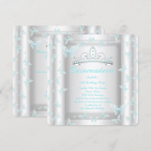Schöne Türkisblaue Quinceanera-Party-Tiara-Schmett Einladung