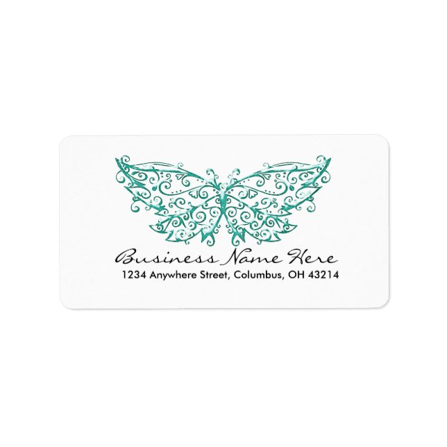 Schöne türkisfarbene Butterfly-Adressetiketten Adressaufkleber (Vorne)