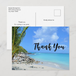 Schöne türkisfarbene tropische Strand Dankeschön Postkarte