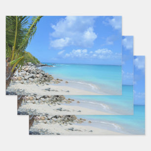 Schöne türkisfarbene tropische Strand Geschenkpapier Set