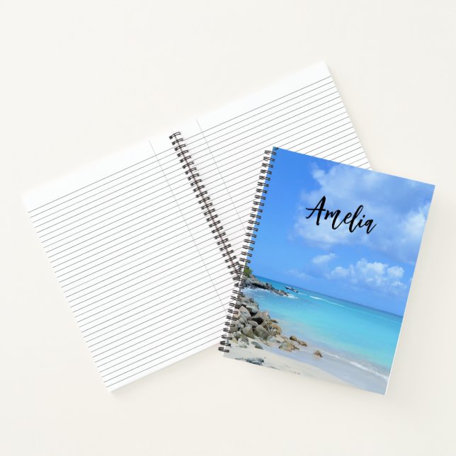 Schöne türkisfarbene tropische Strand Notizbuch (Innenseite)