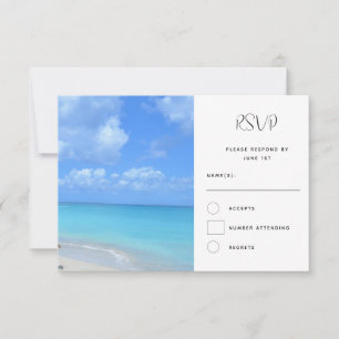 Schöne türkisfarbene tropische Strandhochzeit RSVP Karte
