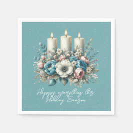 Schöne türkisfarbene Weihnachtskerzen Serviette