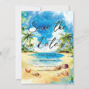 Schöne Typografie Beach Wedding Save The Date